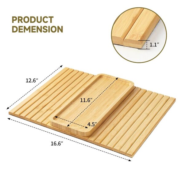 Bamboo Couch Cup Holder Arm Tray for Snack and Phone(1 Pack) - Picture 8 of 12